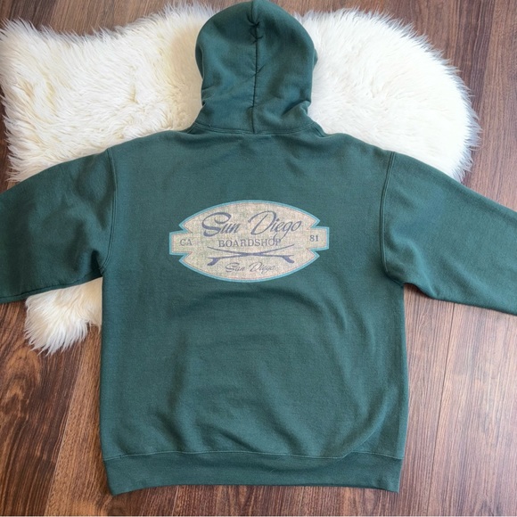 Sun ☀️ Diego Women’s Size Large Oversized Dark Green Long Sleeve Graphic Hoodie - Picture 10 of 13